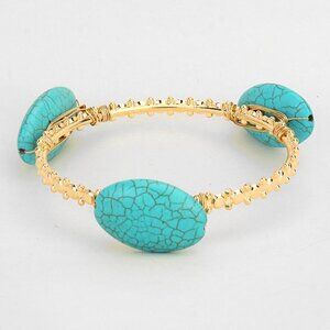 NEW Boho Turquoise Stone Golden Bangle Bracelet